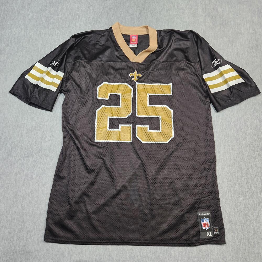 New Orleans Saints Jersey Mens XL Black Gold NFL Football Reebok Reggie Bush 25
